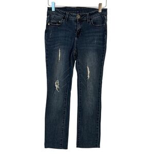 Elan | Women's Dark Blue Medium Wash Distressed Jeans Size Small